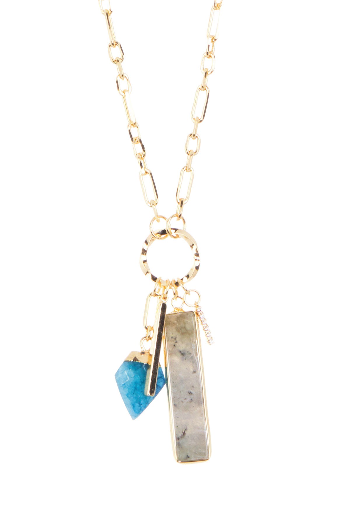 Ожерелье с подвеской в виде слитка и сердца из лабрадорита Panacea