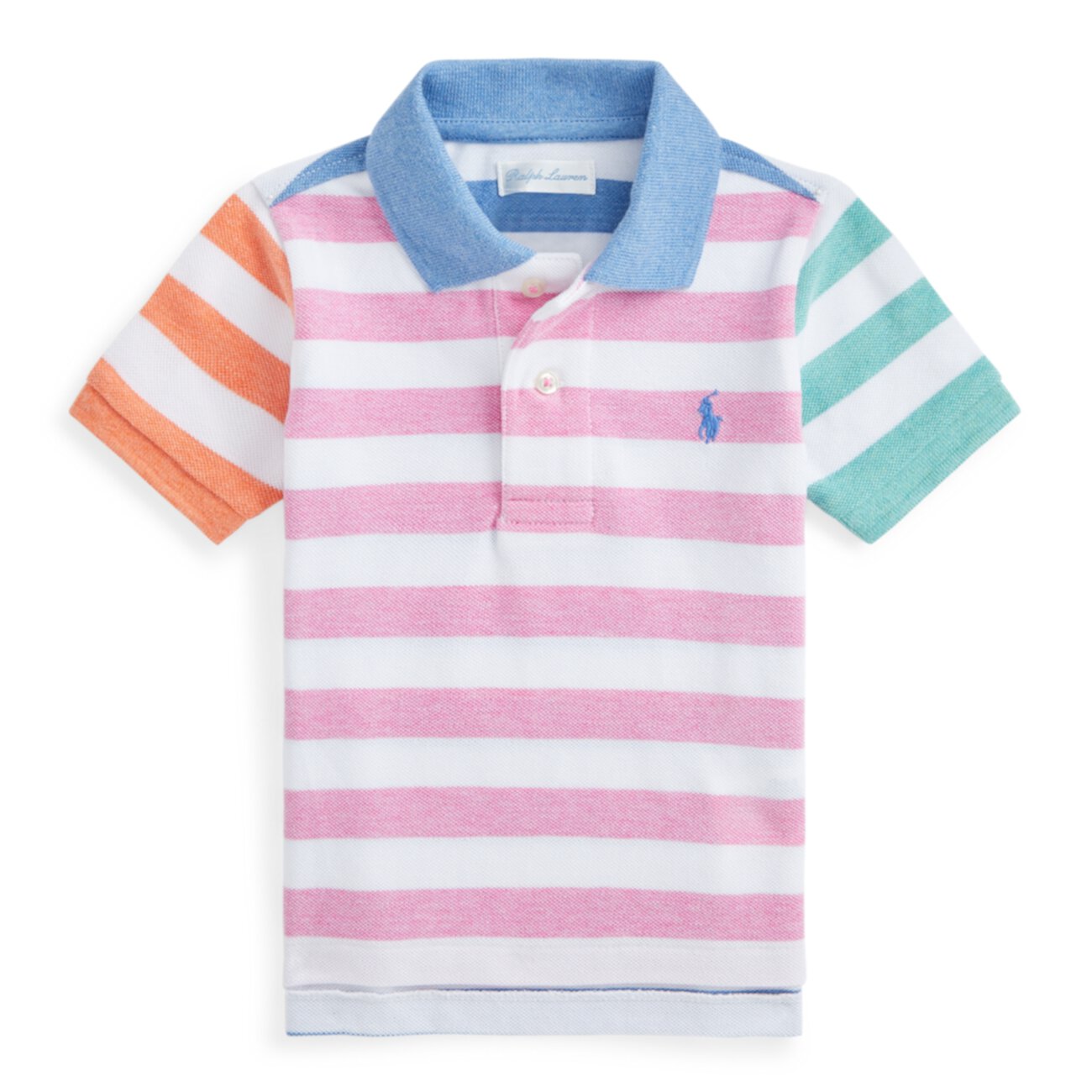 Полосатая рубашка-поло из хлопковой сетки Ralph Lauren