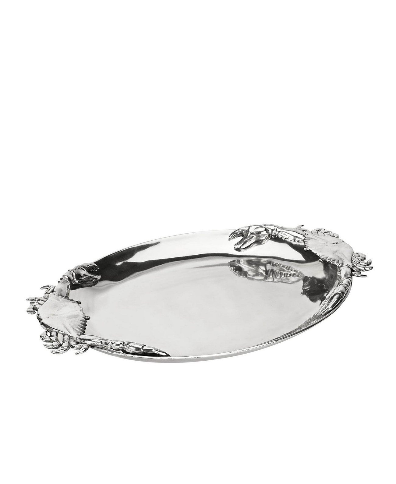 Designs Алюминиевая овальная тарелка с крабом Arthur Court