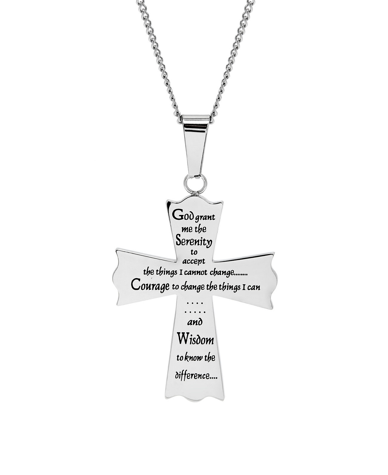 Men's Serenity Prayer Cross Pendant Necklace Eve's Jewelry