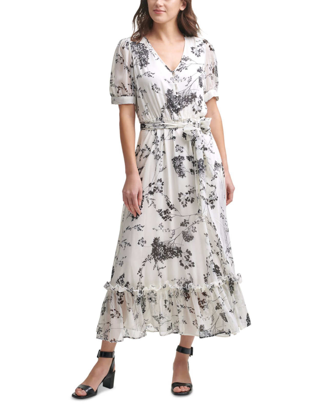 Шифоновое платье макси с цветочным принтом Calvin Klein