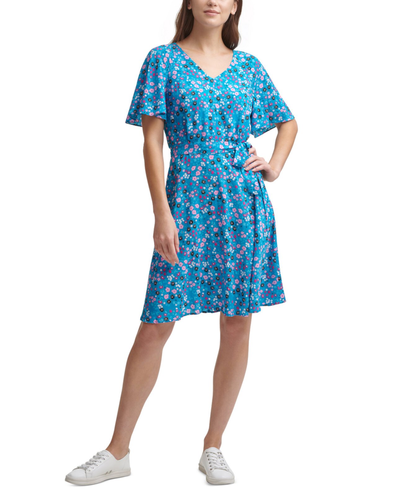 Платье трапециевидной формы с цветочным принтом Calvin Klein