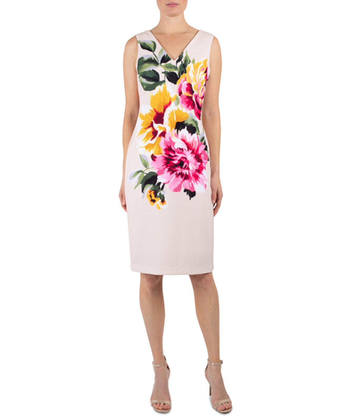 Платье-футляр с цветочным принтом Donna Ricco
