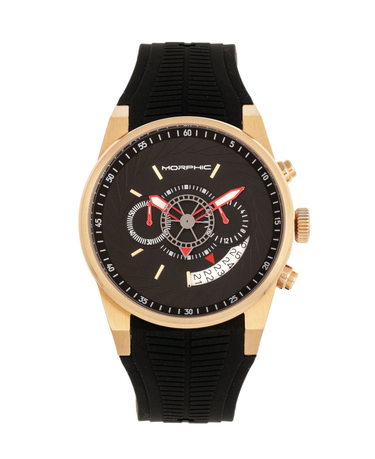 Кварцевые часы серии M72, MPH7203, черный / золотой хронограф, силиконовые часы, 43 мм Morphic