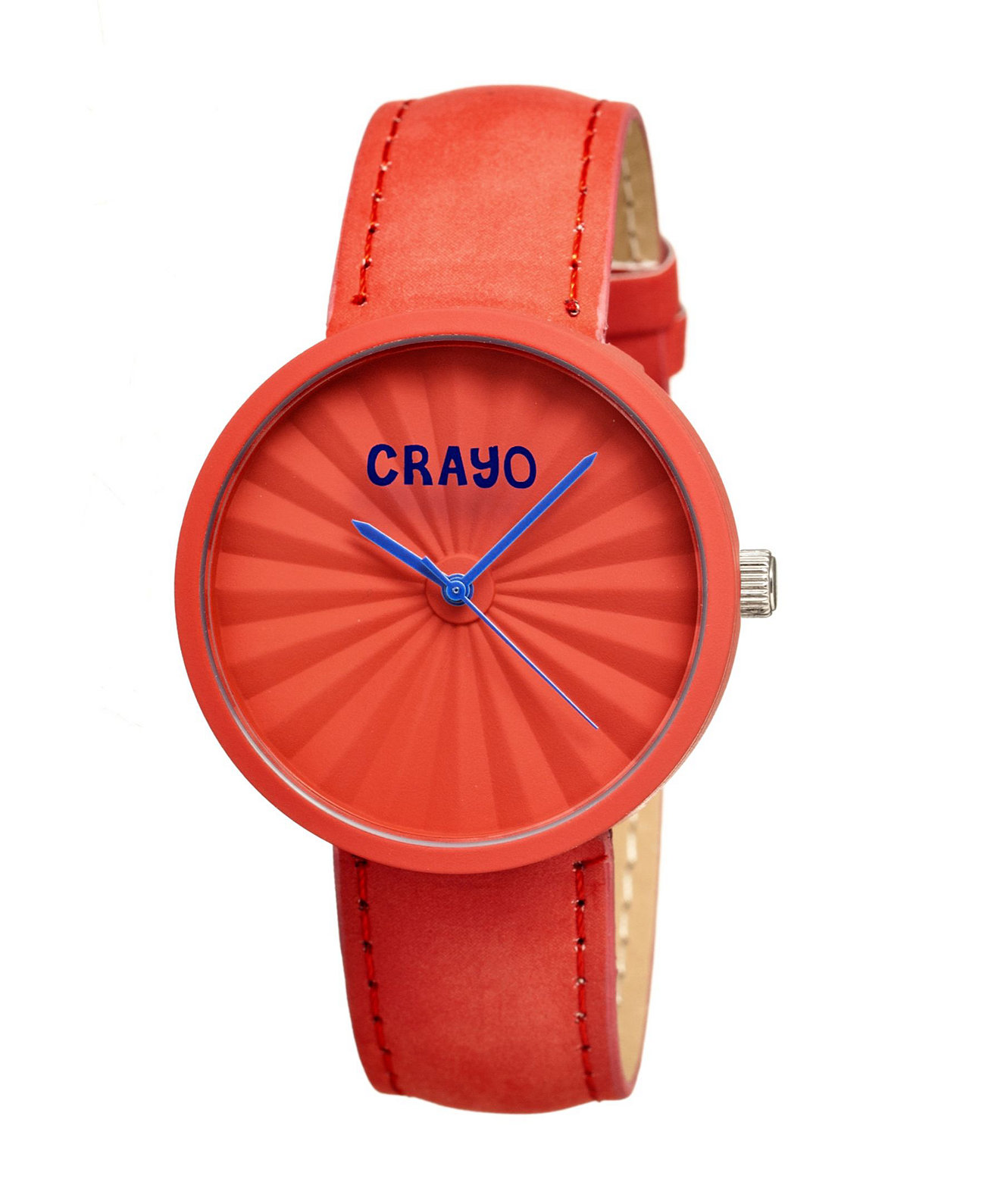 Часы унисекс со складками, красный ремешок из натуральной кожи, 40 мм Crayo