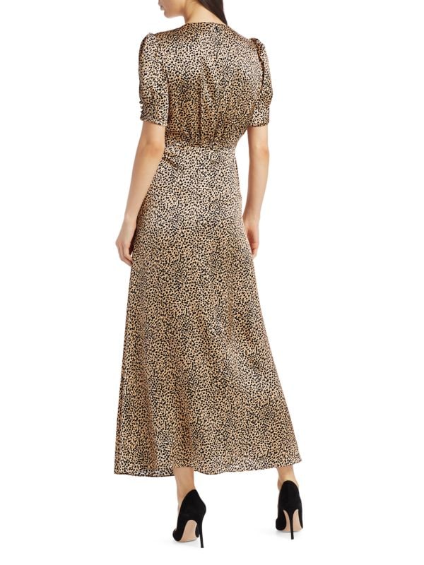 Атласное платье-трапеция с леопардовым принтом SALONI