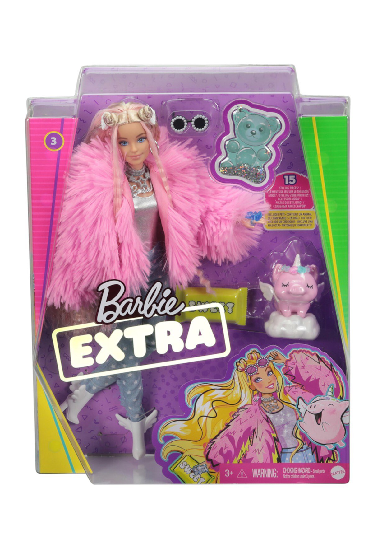 Кукла Барби (R) Extra - пушистый розовый жакет Mattel