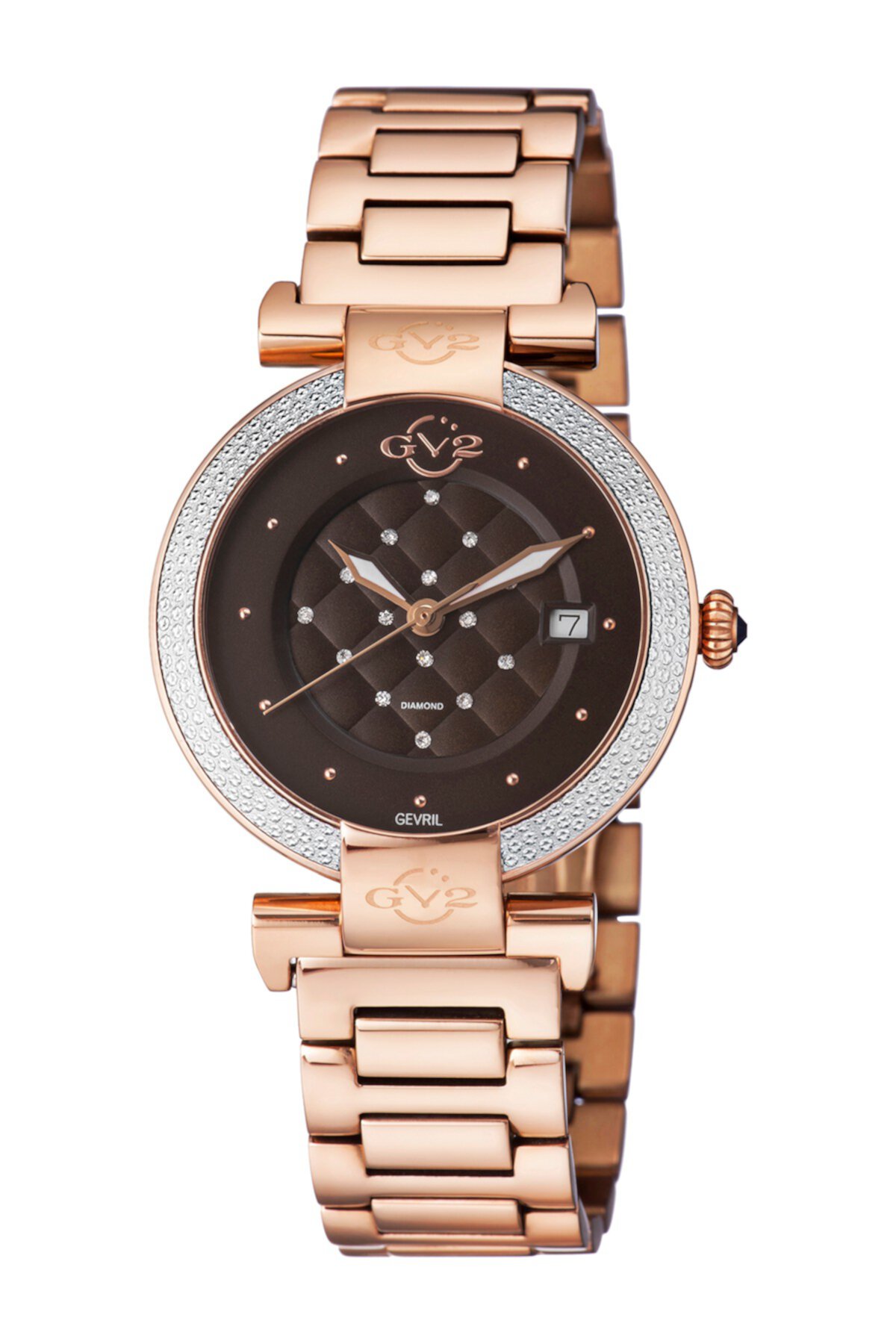 Женские часы Berletta с коричневым циферблатом из розового золота, 37 мм - 0,0044 карата Gevril