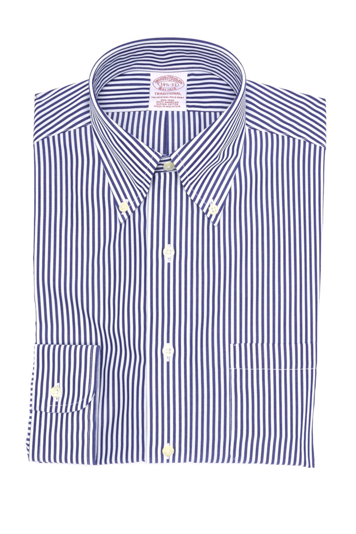 Классическая рубашка в бенгальскую полоску традиционного кроя Brooks Brothers