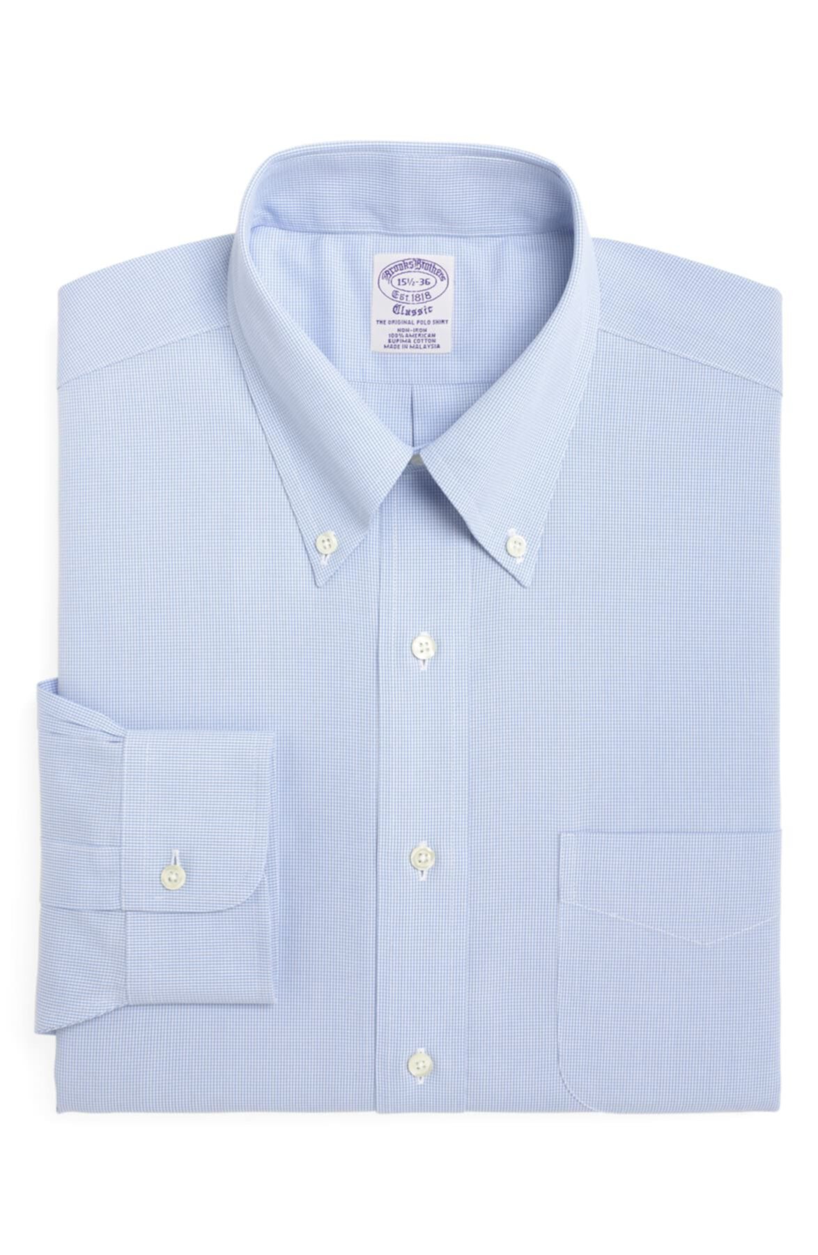 Рубашка классического кроя с узором гусиные лапки Brooks Brothers