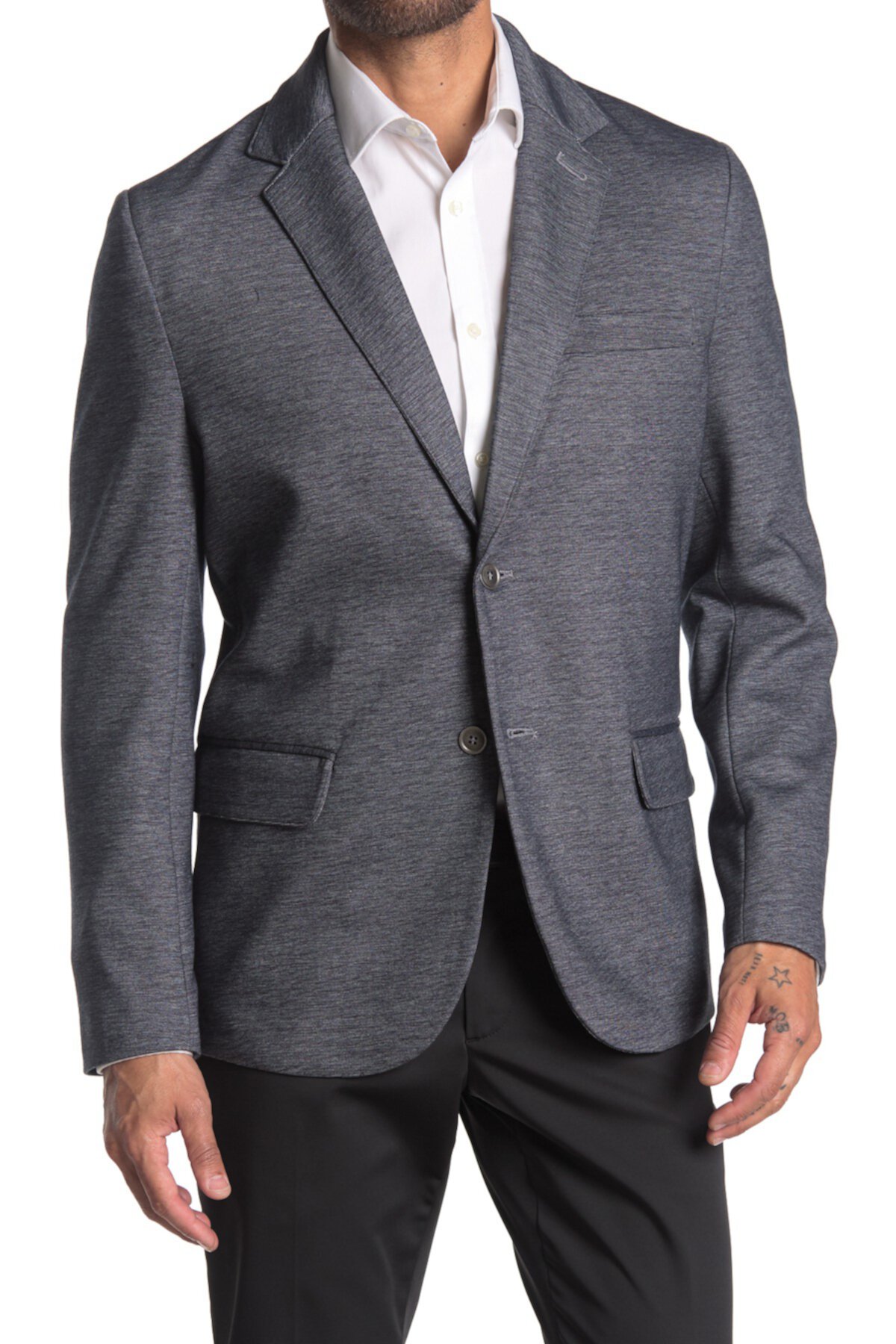 Серый приталенный пиджак с зазубринами и двумя пуговицами CONSTRUCT
