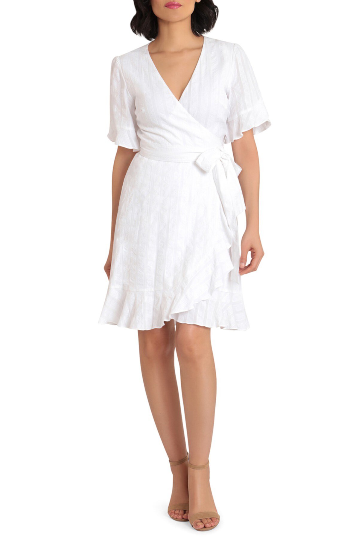 Кружевное платье с короткими рукавами и пышной юбкой Donna Morgan