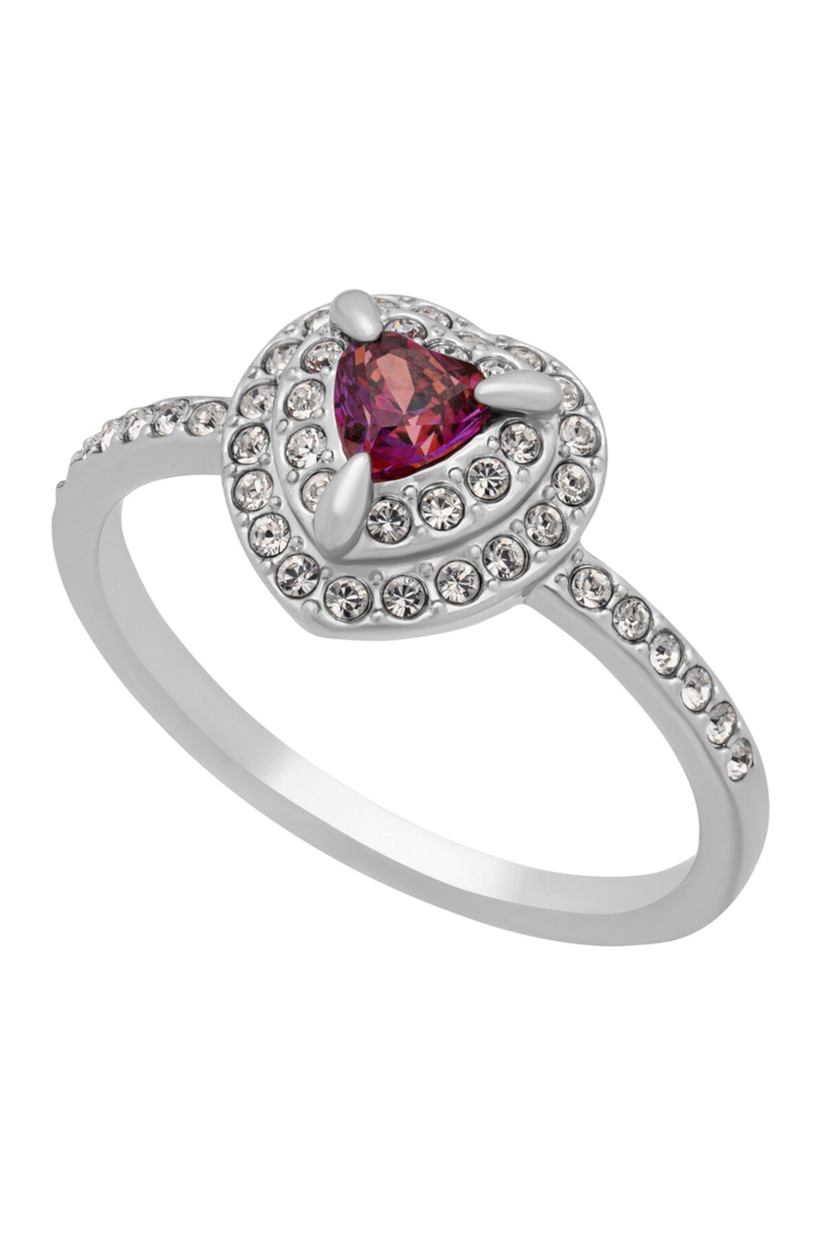 Одно кольцо в форме сердца с кристаллами Swarovski с родиевым покрытием - Размер 7 Swarovski