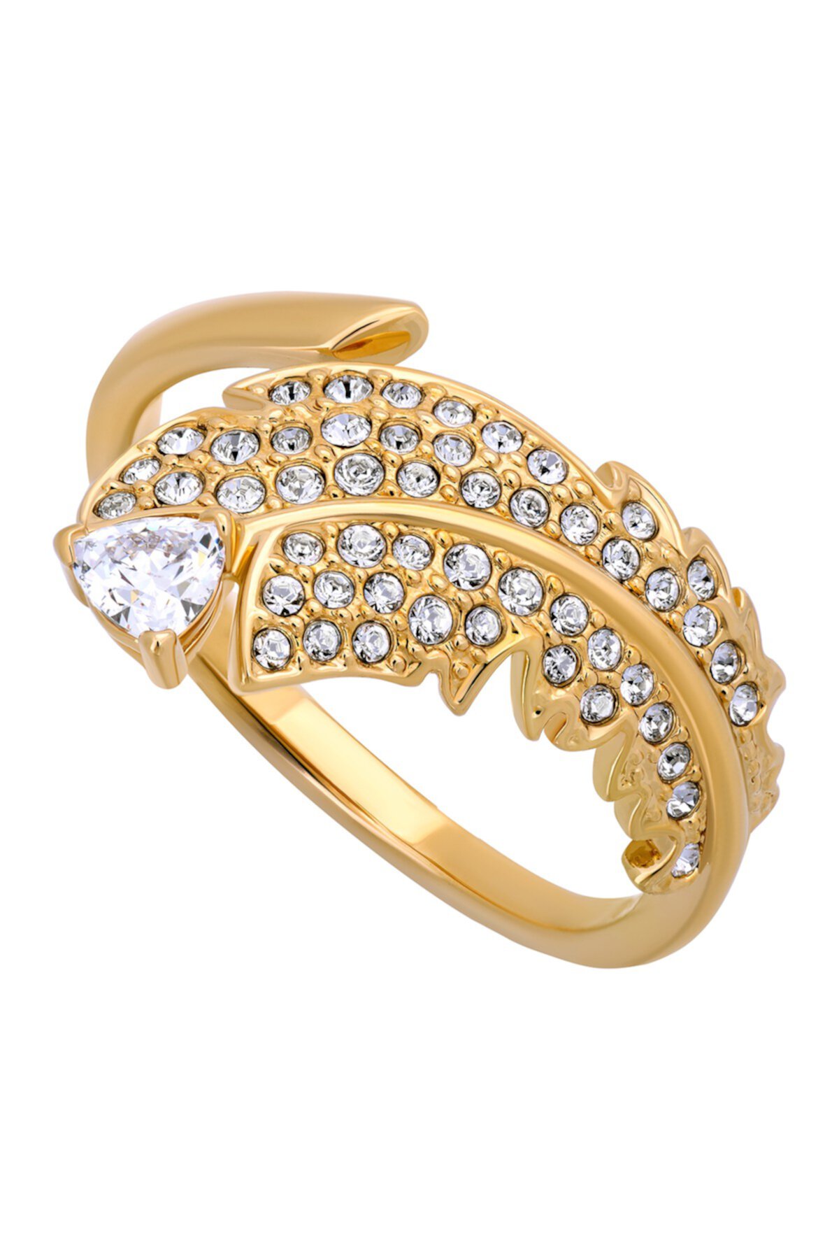 Красивое позолоченное кольцо с кристаллами Swarovski и паве из 23 карат - Размер 8 Swarovski