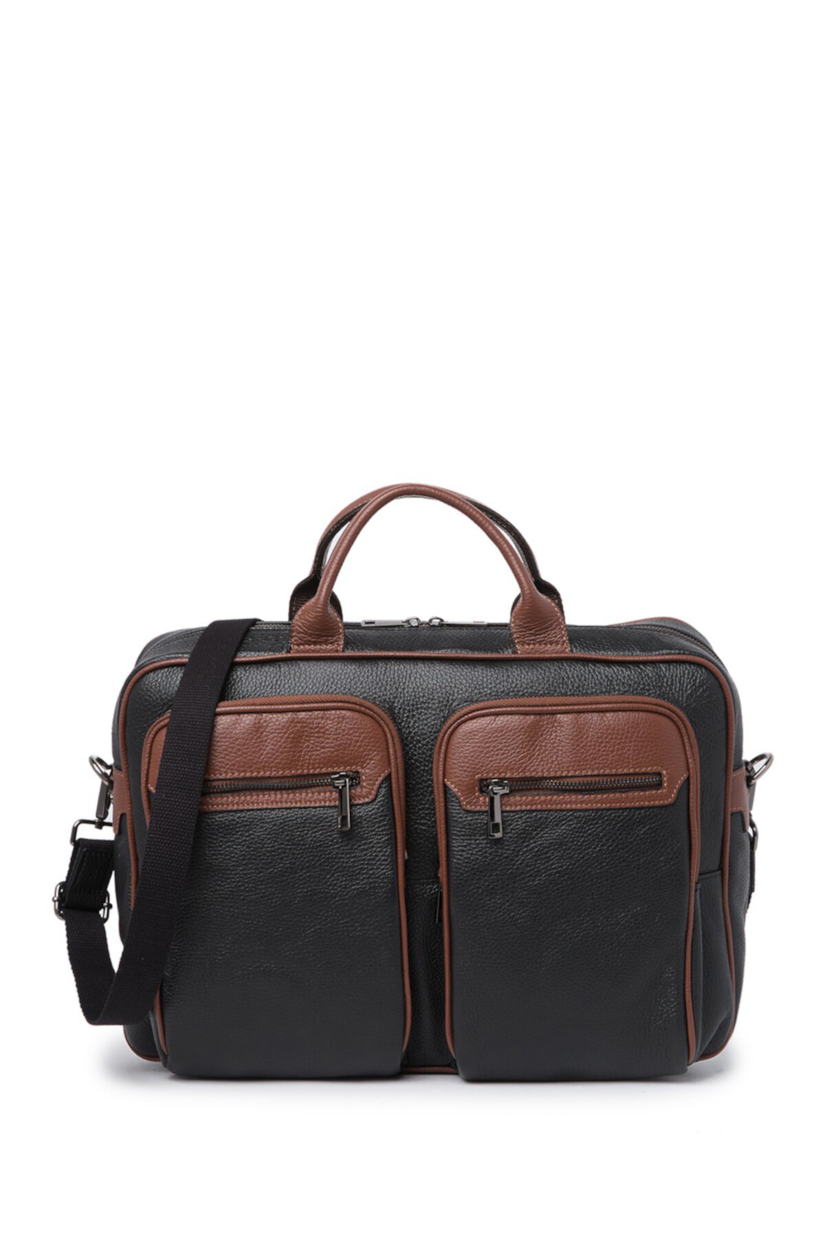 Two-Tone Pebbled Leather Bowling Bag Maison Heritage