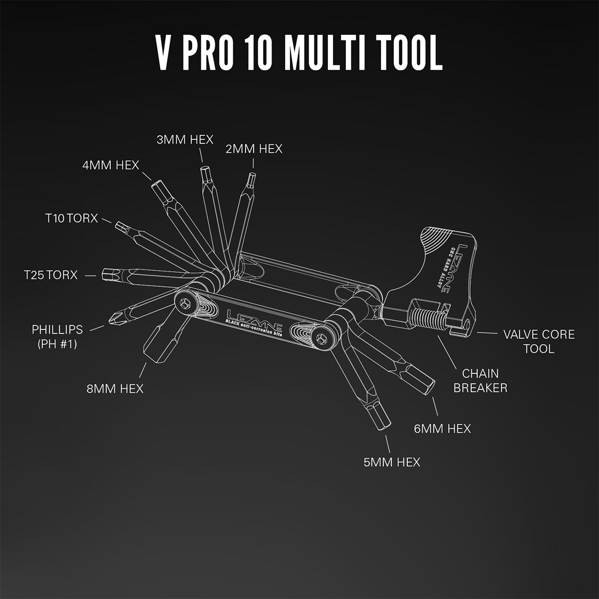 Набор инструментов для велосипеда Lezyne V Pro 10 Multi Tool Lezyne