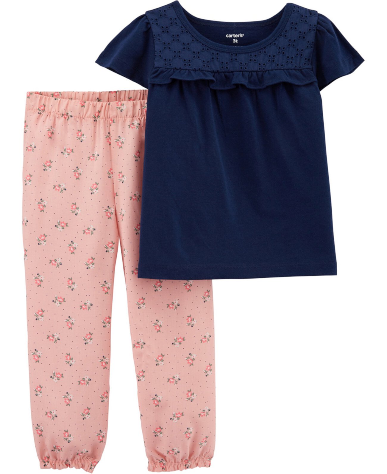 Кружевная футболка для маленьких девочек и штаны с цветочным рисунком Carter's
