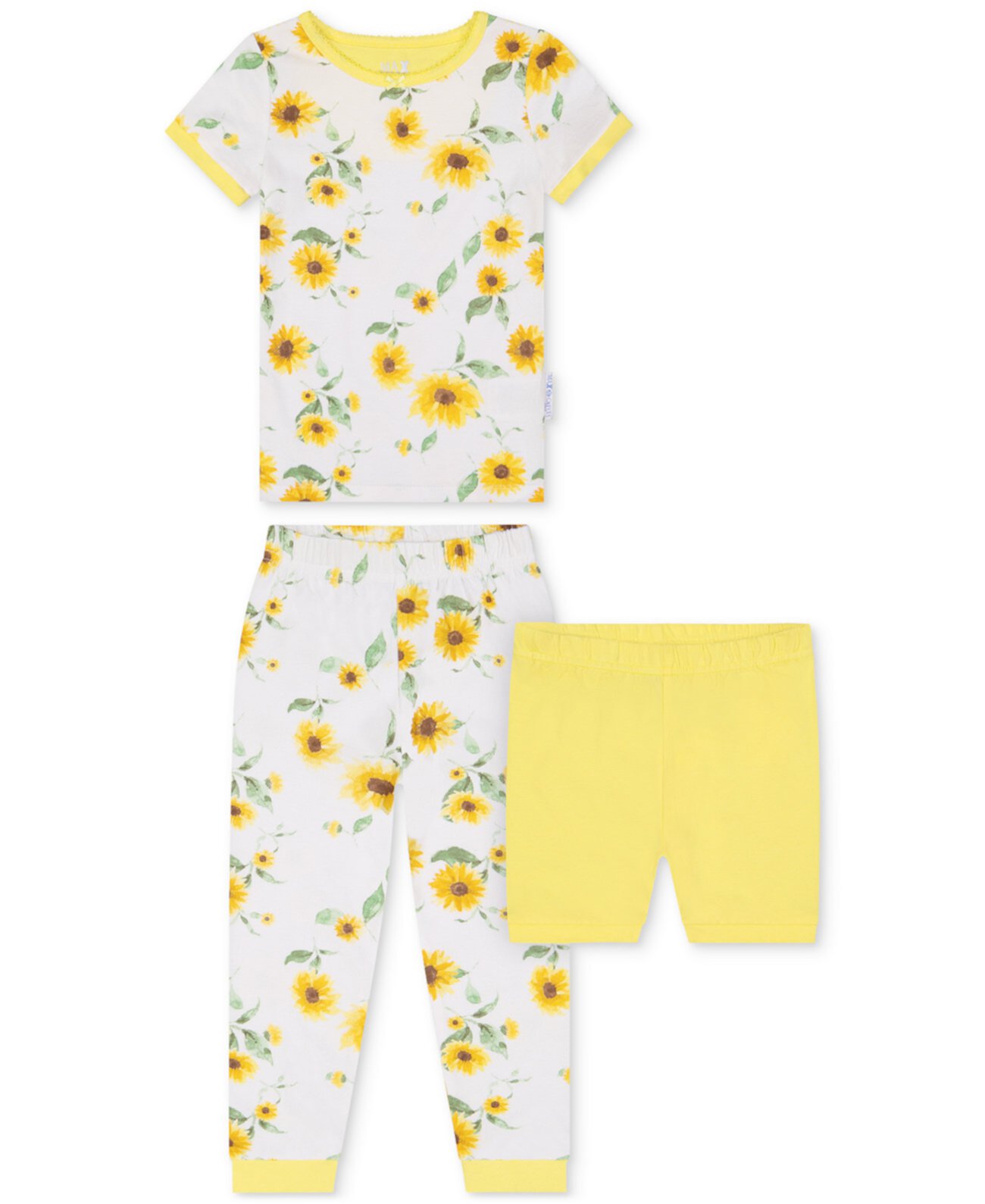 Пижамный комплект из двух предметов с принтом подсолнуха и шортами для маленьких девочек Max & Olivia
