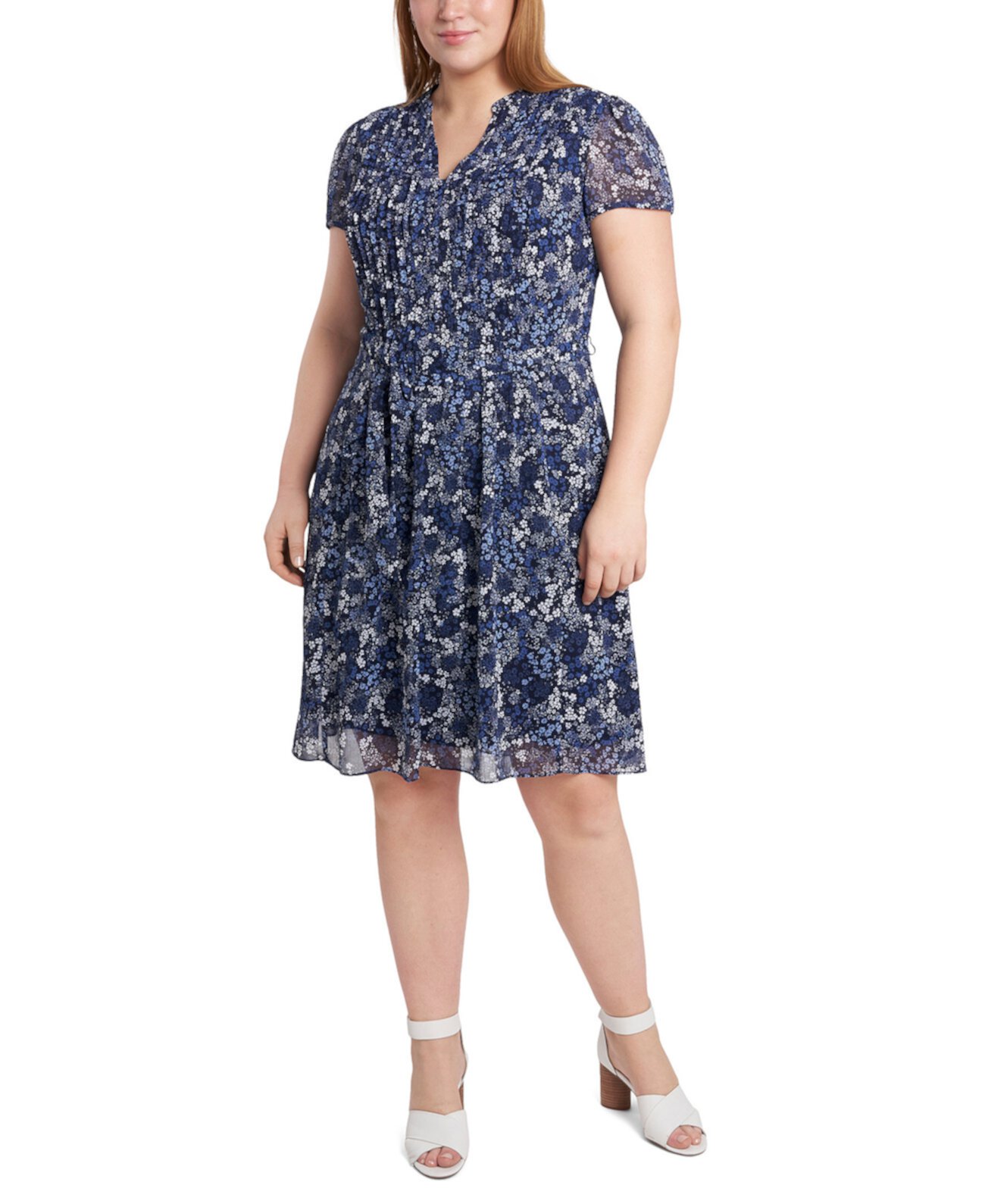 Шифоновое платье-рубашка больших размеров с принтом MSK