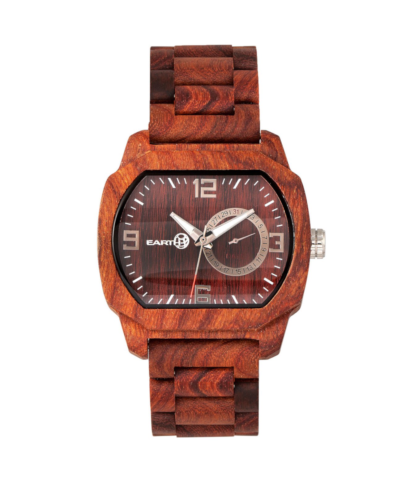 Часы-браслет из чешуйчатого дерева с красной датой 46 мм Earth Wood