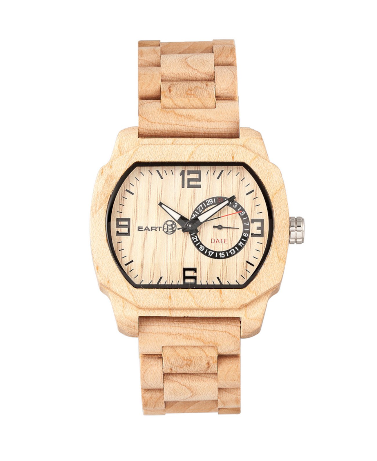 Часы-браслет из чешуйчатого дерева с датой цвета хаки 46 мм Earth Wood