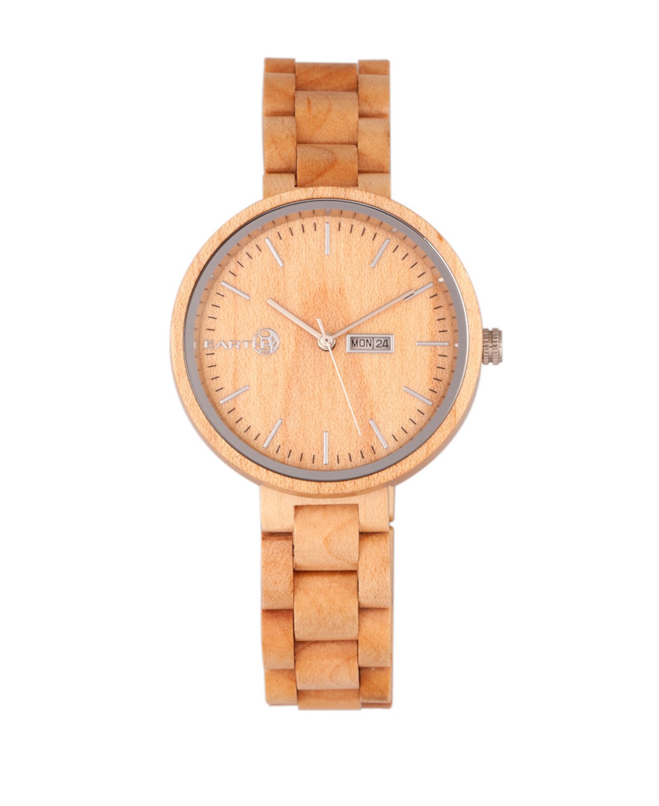 Часы с браслетом из дерева мимозы с днем и датой цвета хаки-загар, 39 мм Earth Wood