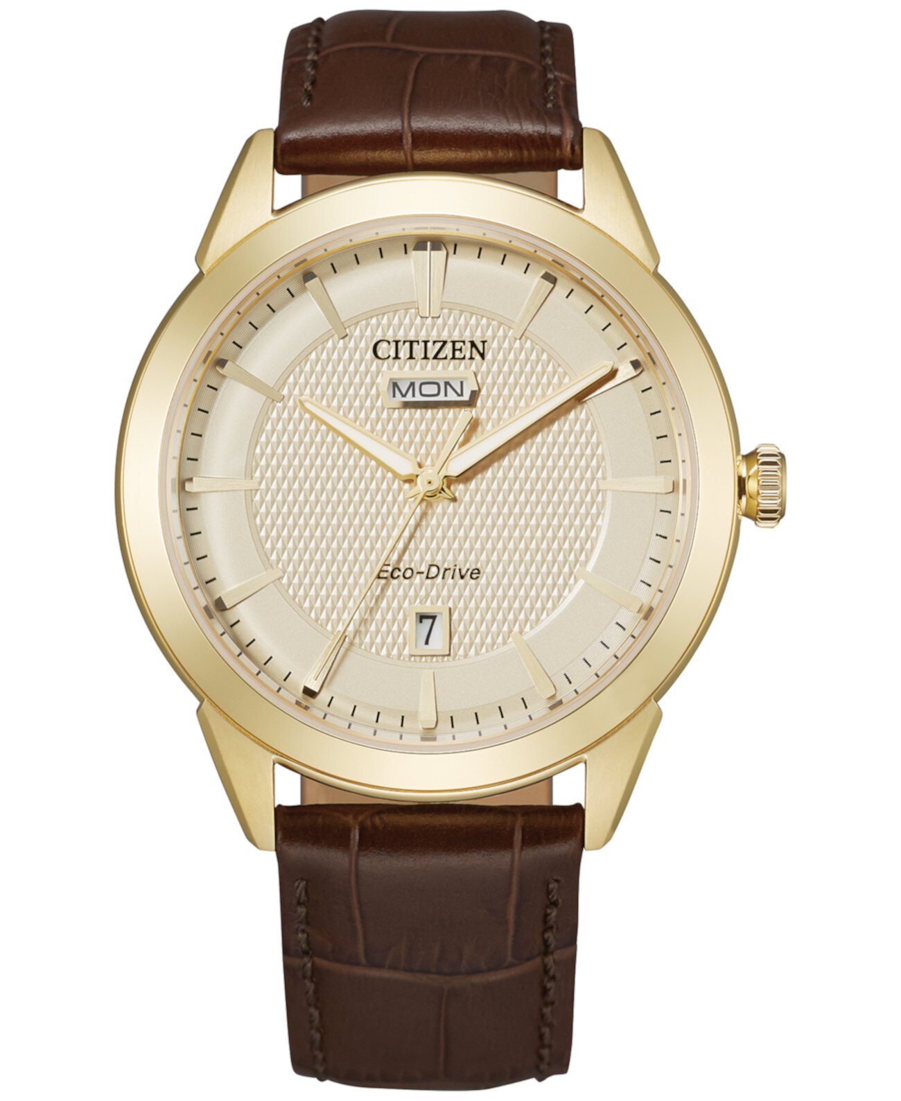 Мужские часы Corso с коричневым кожаным ремешком Eco-Drive 40 мм Citizen