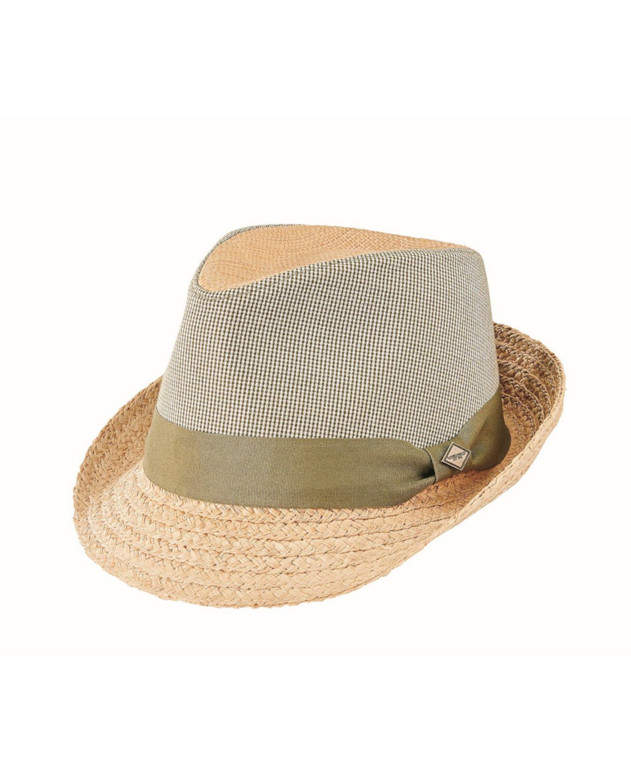 Мужская шляпа Fedora с аппликацией из пшеничной соломы и хлопковой ткани San Diego Hat Company