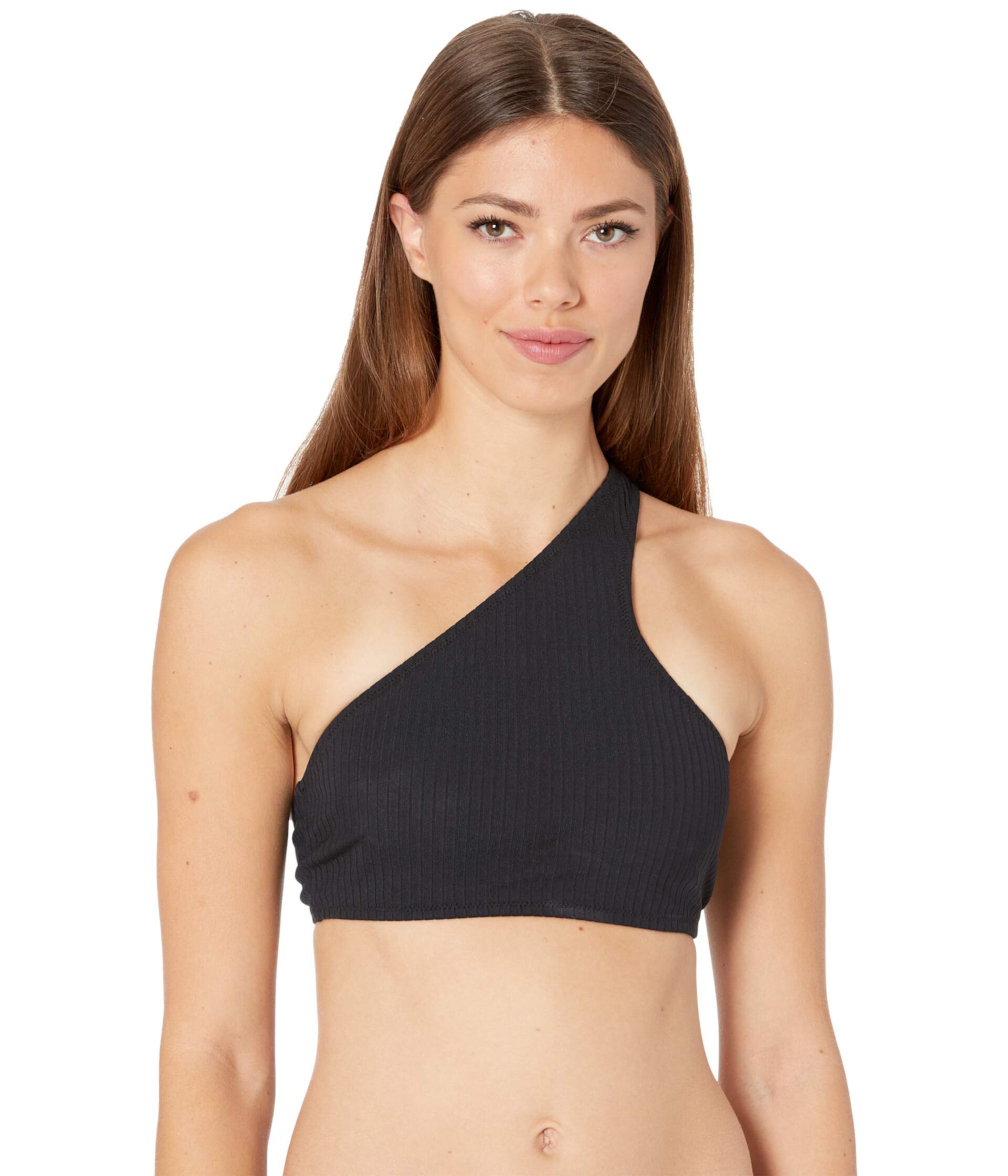 Ribbed Solids One Shoulder Bra Top Polo Ralph Lauren