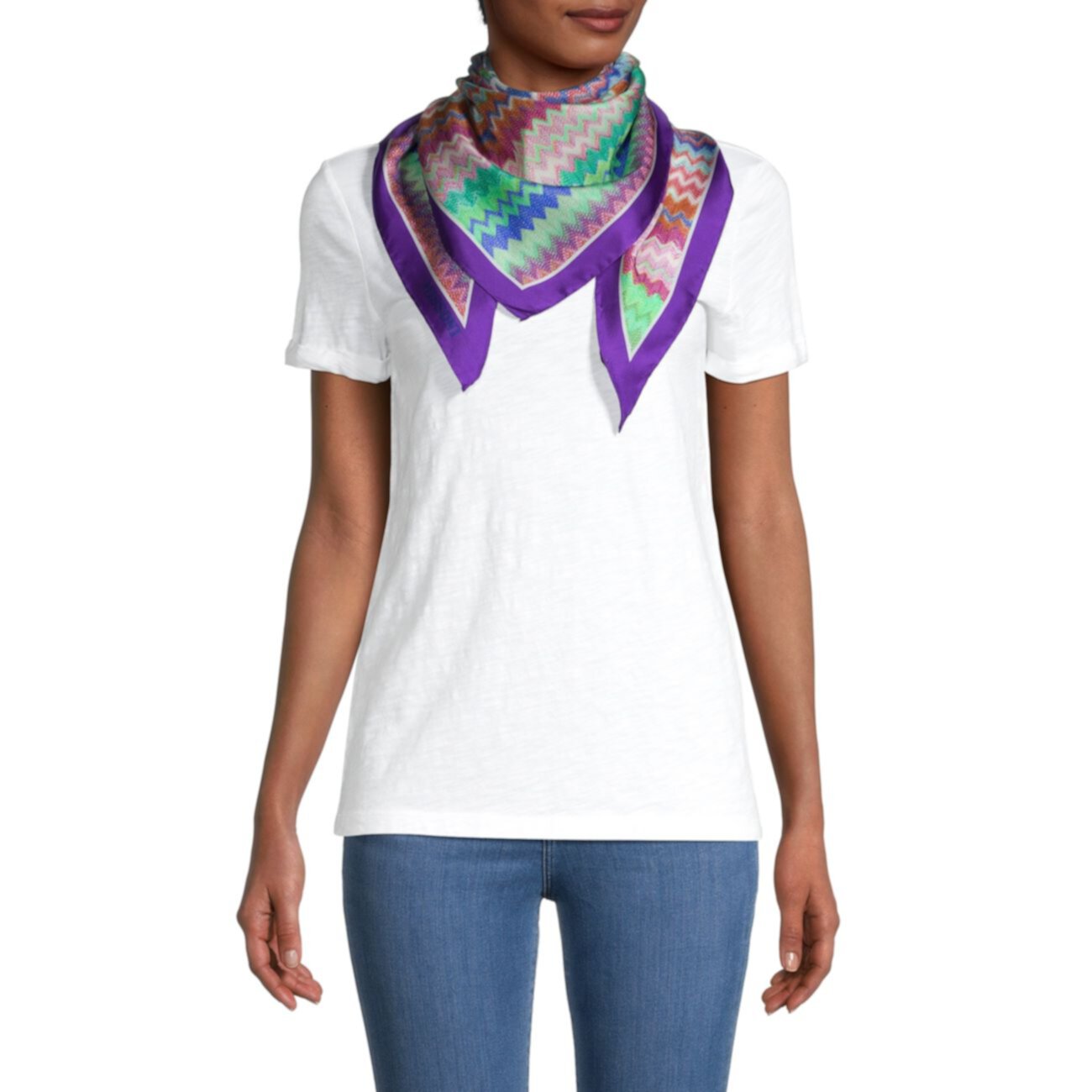 Шелковый шарф с шевронным принтом Missoni