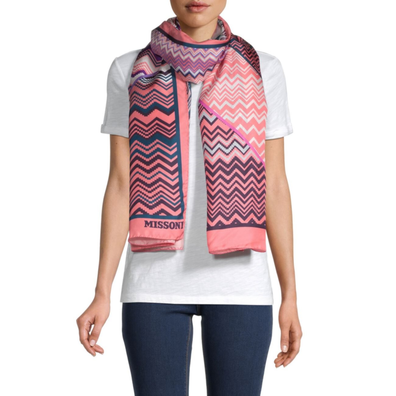 Шелковый шарф с шевронами Missoni