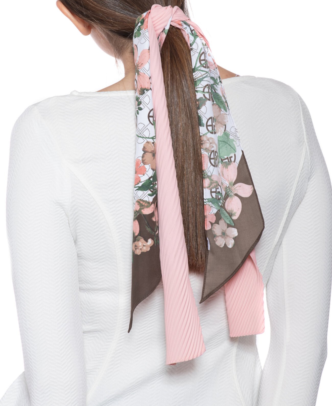 Набор шарфов из однотонной твили с цветочным принтом и логотипом Giani Bernini