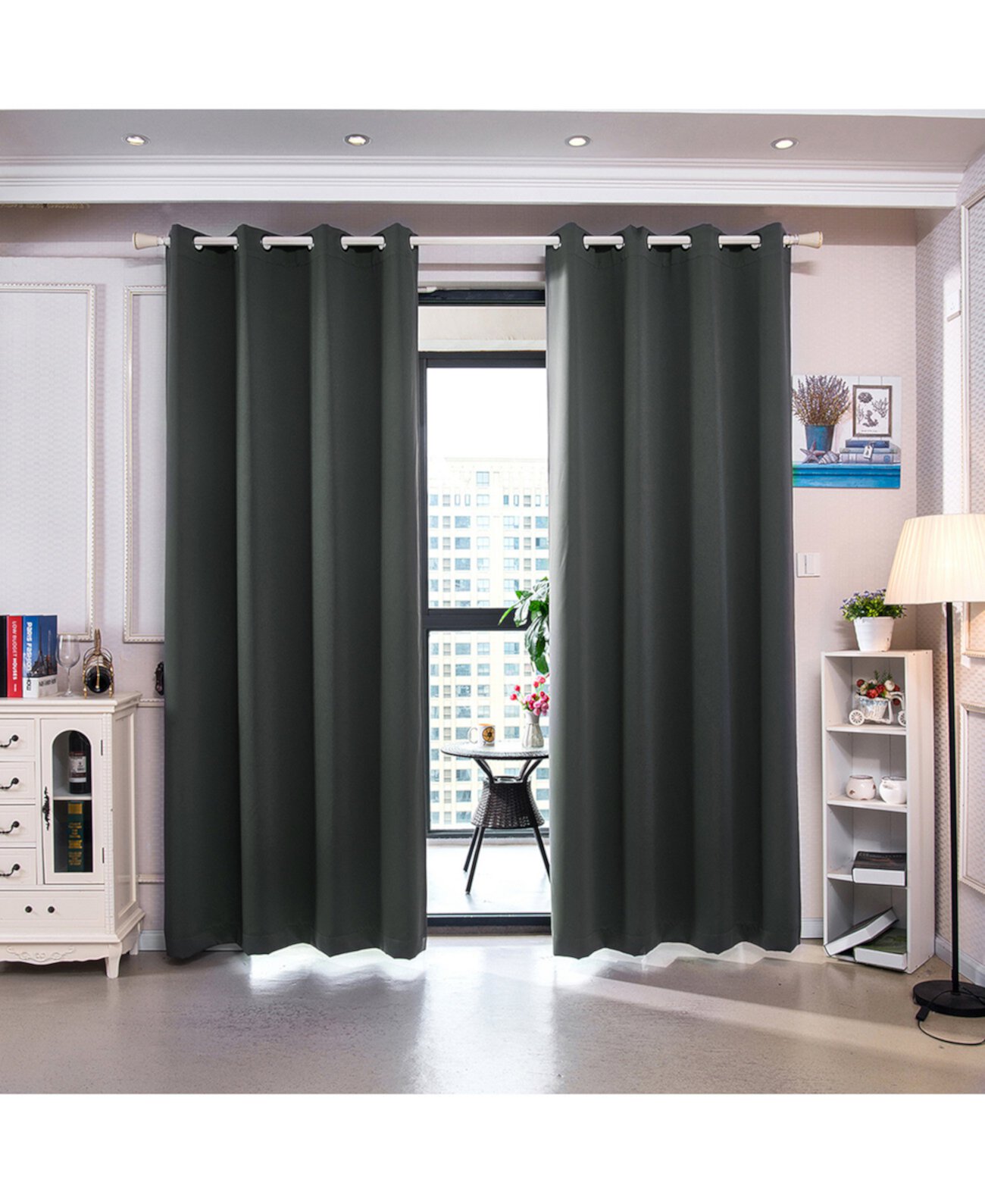 96-дюймовые оконные панели Delphi Premium с твердой изоляцией и теплоизоляционными люверсами, дымчато-серый Elegant Home Fashions