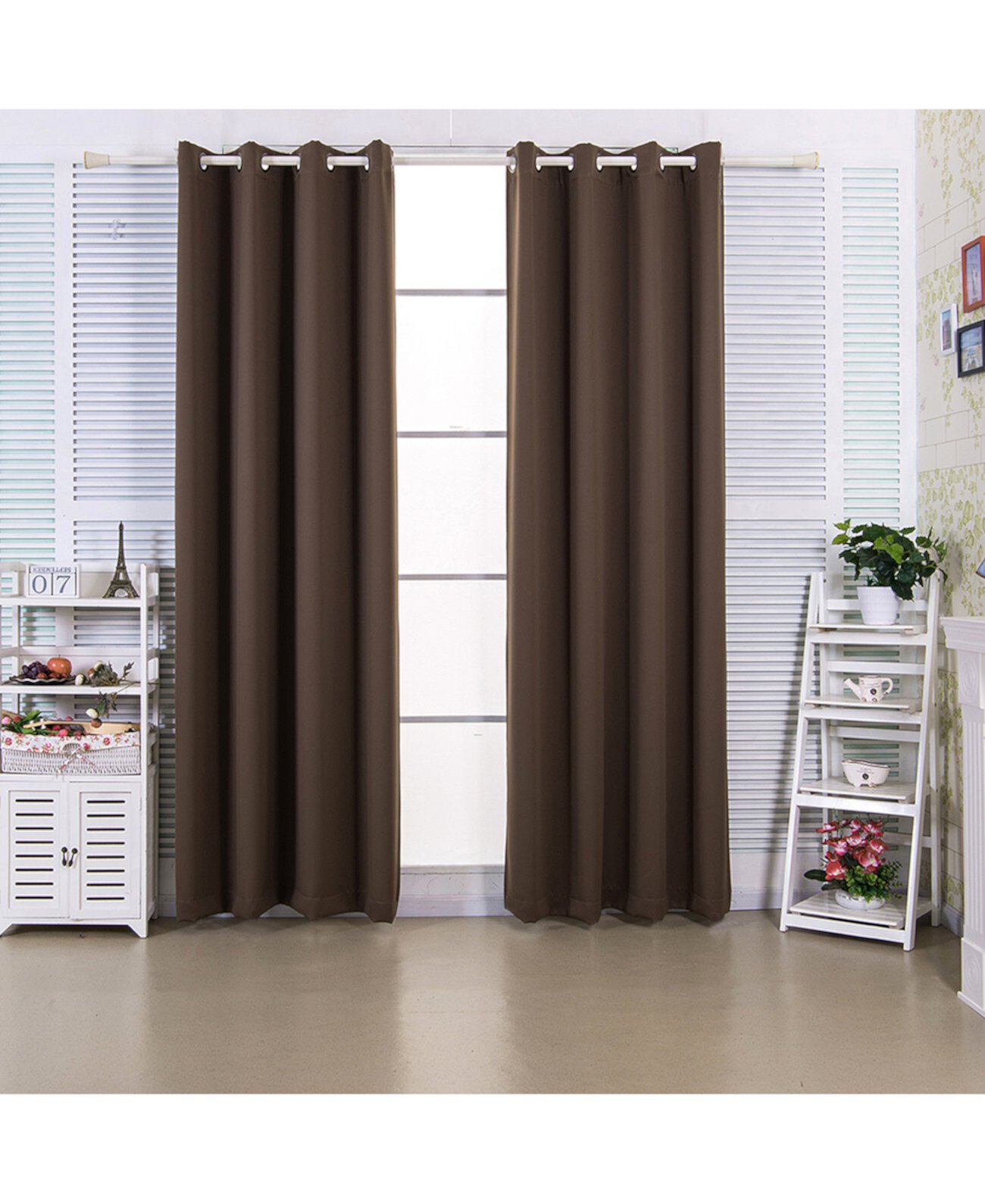 96-дюймовые оконные панели с плотной изоляцией Edessa Premium с термоизоляционными люверсами, орехово-коричневый цвет Elegant Home Fashions