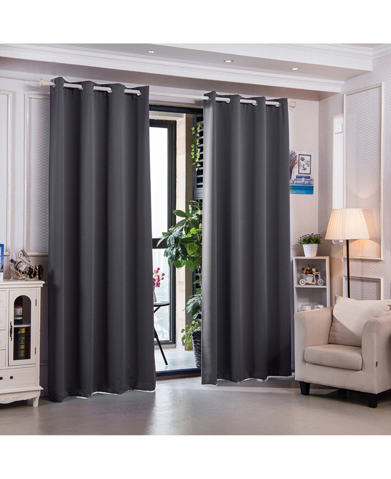 96-дюймовые оконные панели Sparta Premium с твердой изоляцией и теплоизоляционными люверсами, голубовато-серый Elegant Home Fashions