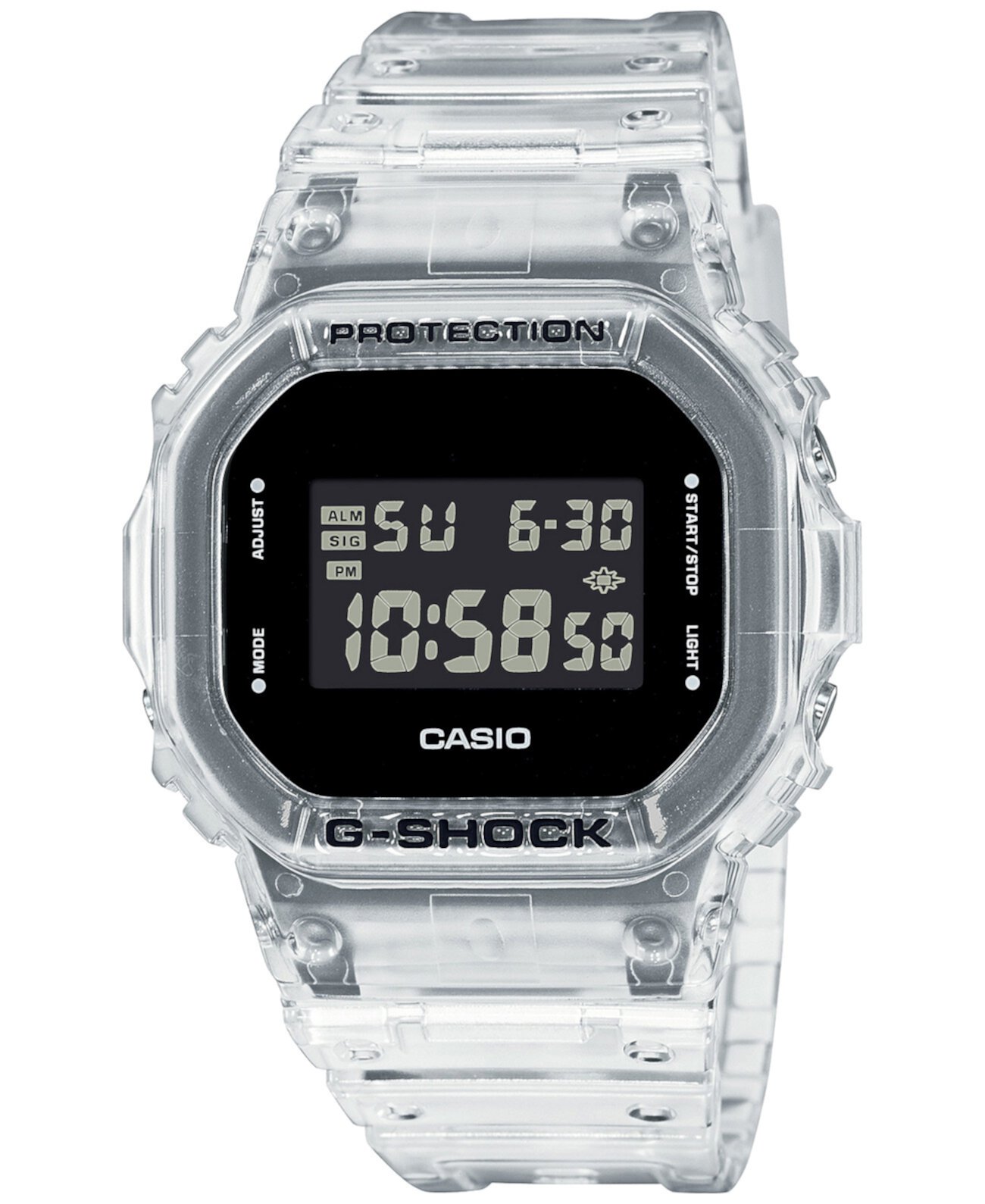 Мужские цифровые часы с квадратным прозрачным полимерным ремешком, 42,8 мм G-Shock