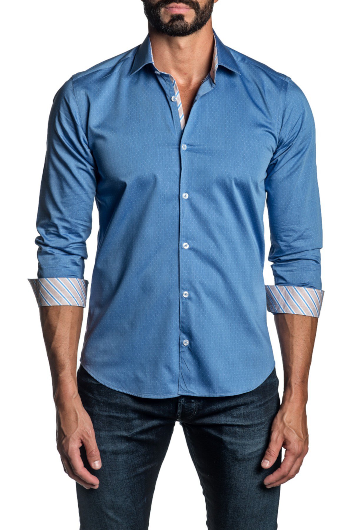 Голубая классическая рубашка с триммером Jared Lang