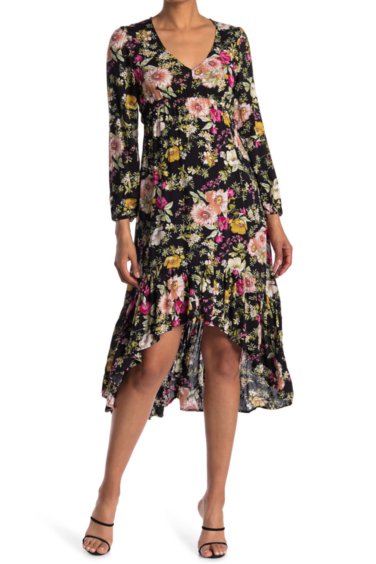 Макси-платье Hi-Lo с длинными рукавами Cotton Emporium