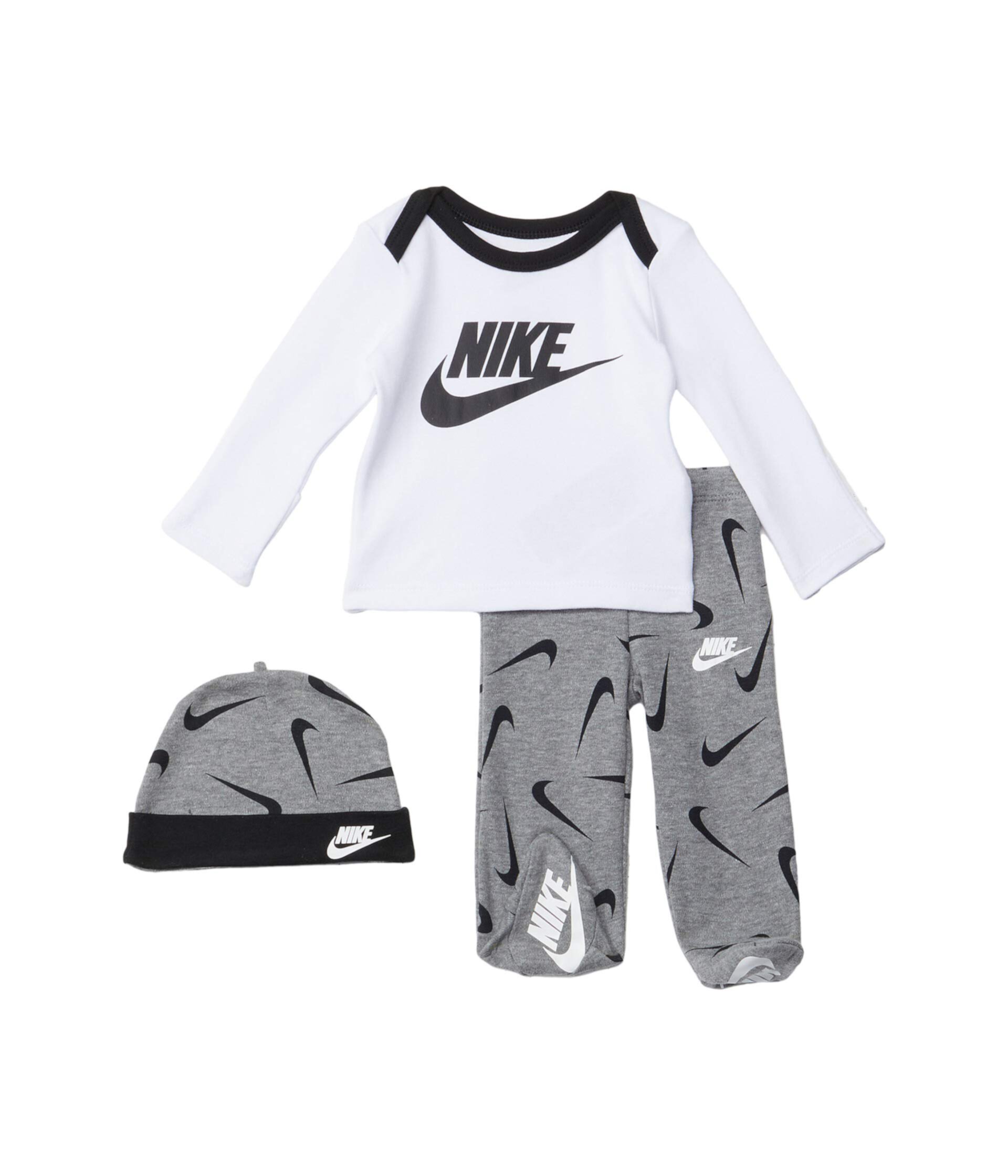 Футболка с длинным рукавом Комплект из трех штанов и шляпы (для младенцев) Nike Kids