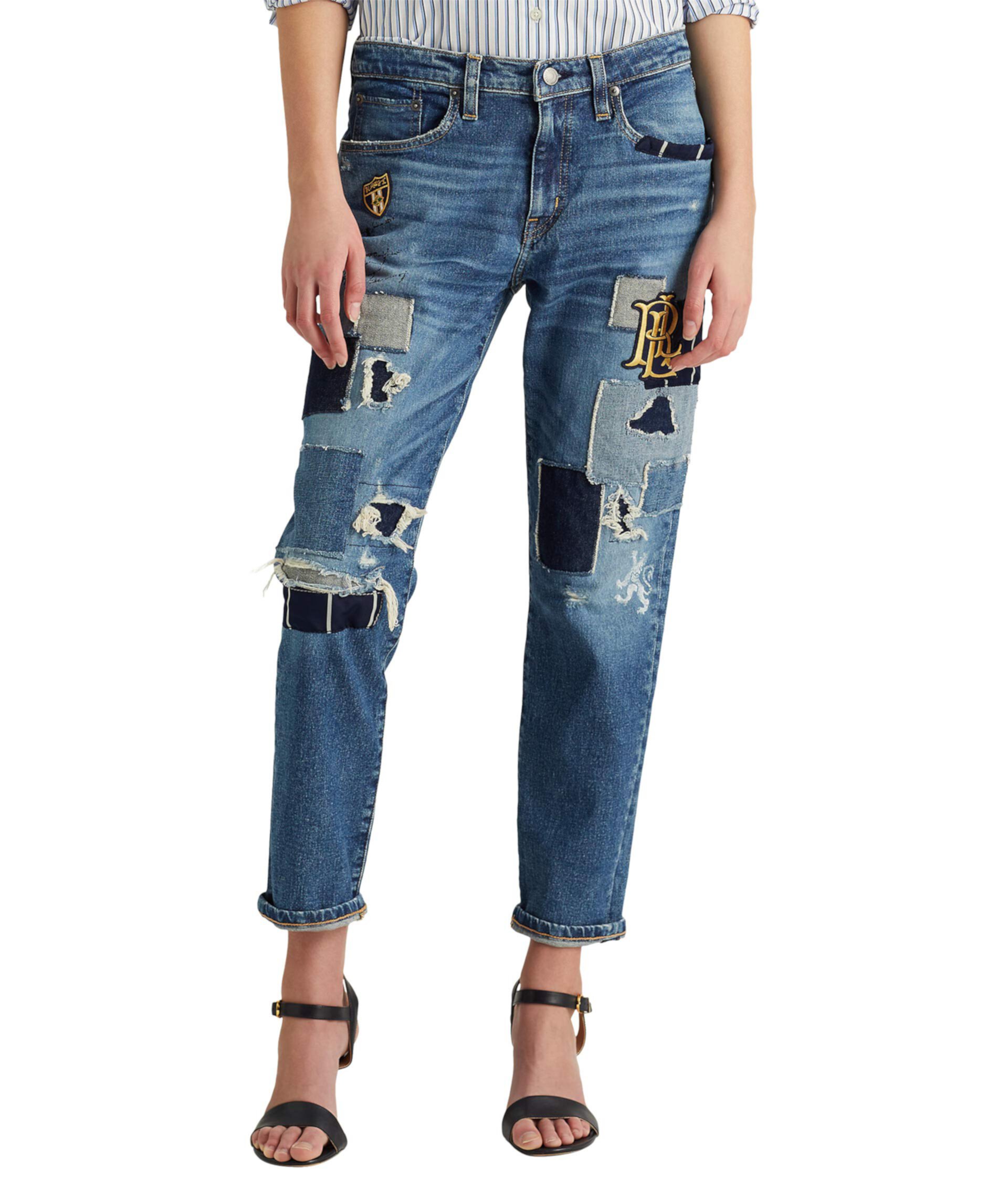Свободные зауженные джинсы с эффектом тонированного сапфира Ralph Lauren