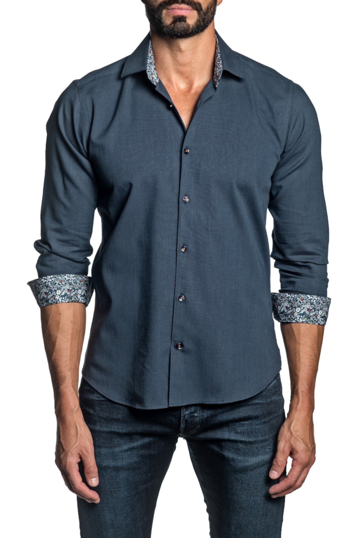 Темно-синяя классическая рубашка с триммером Jared Lang