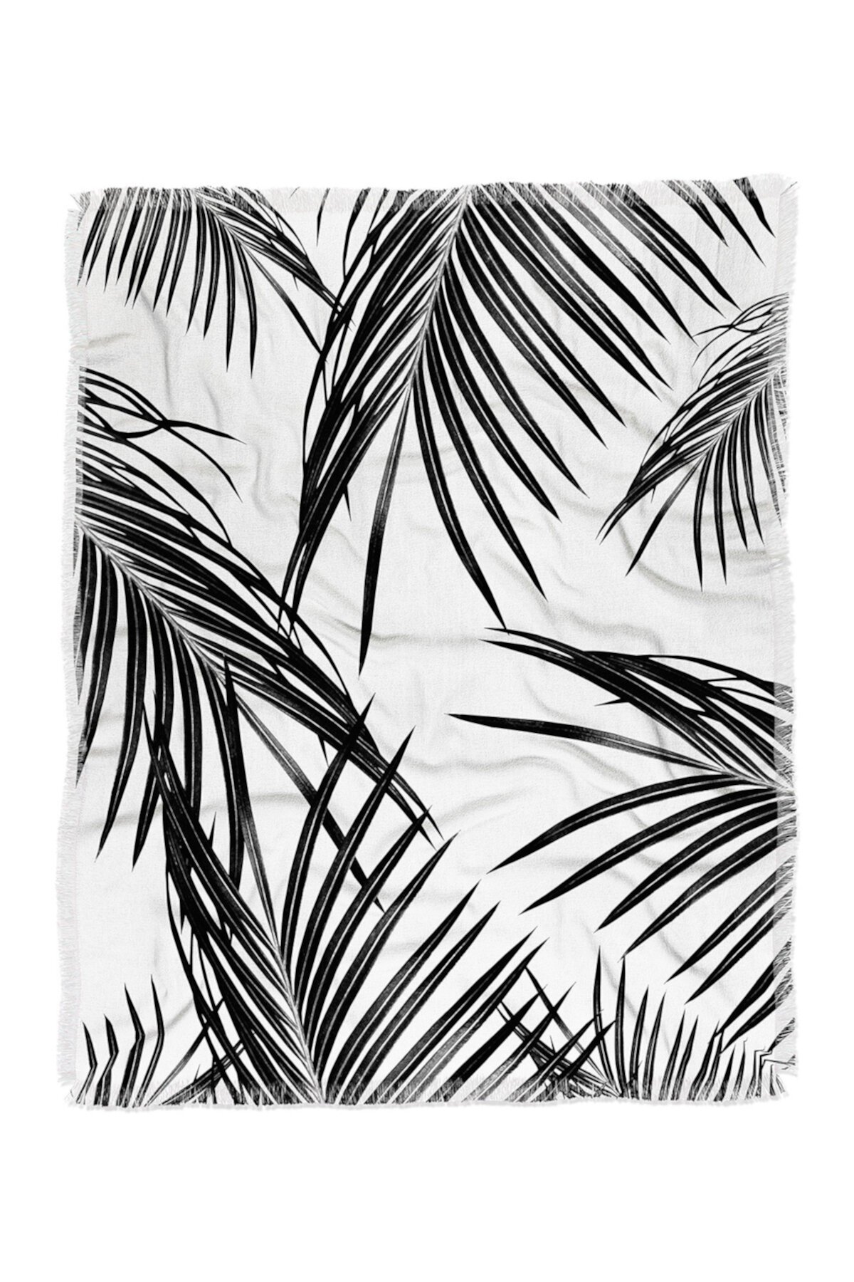 anitabellajantzart Black Palm Leaves Dream 1 Тканое одеяло Deny Designs