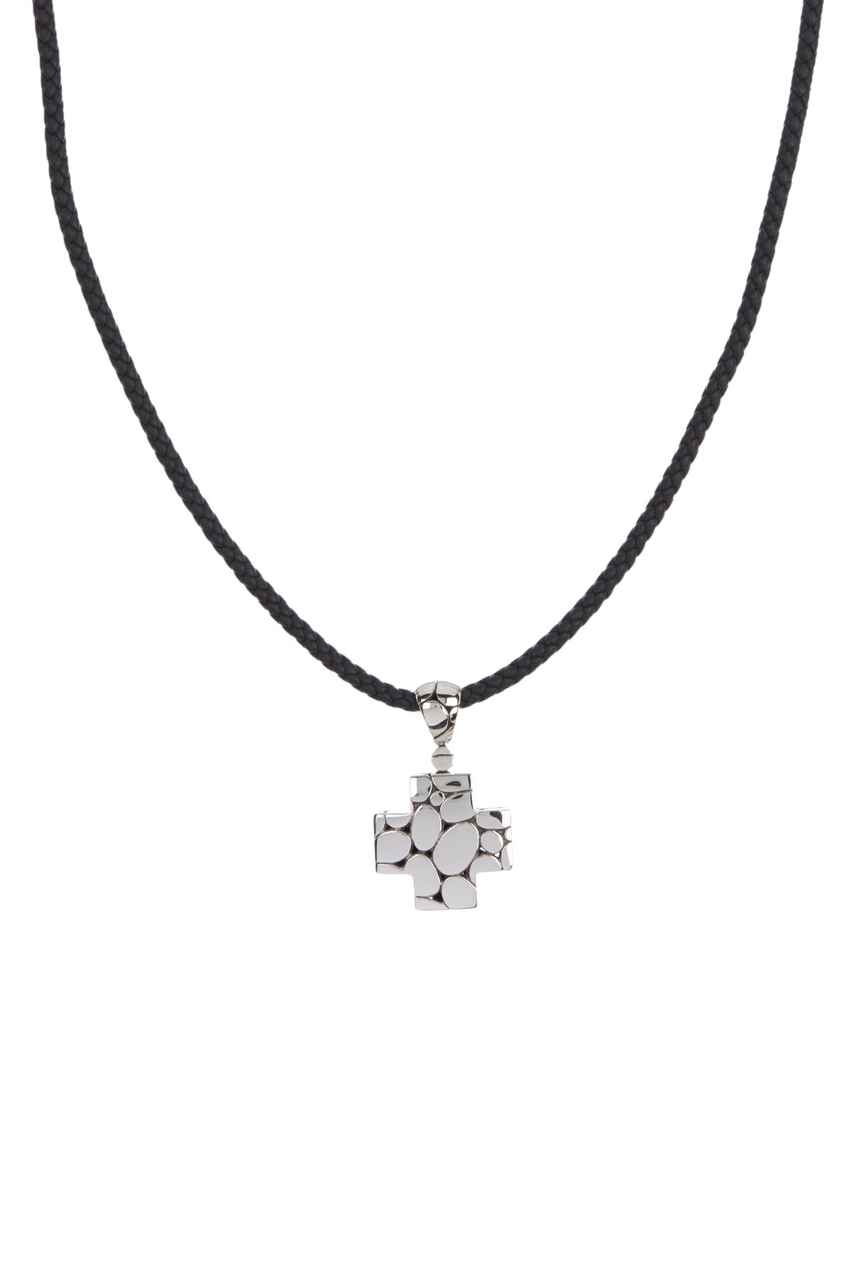 Sterling Silver Kali Cross Pendant Leather Necklace JOHN HARDY