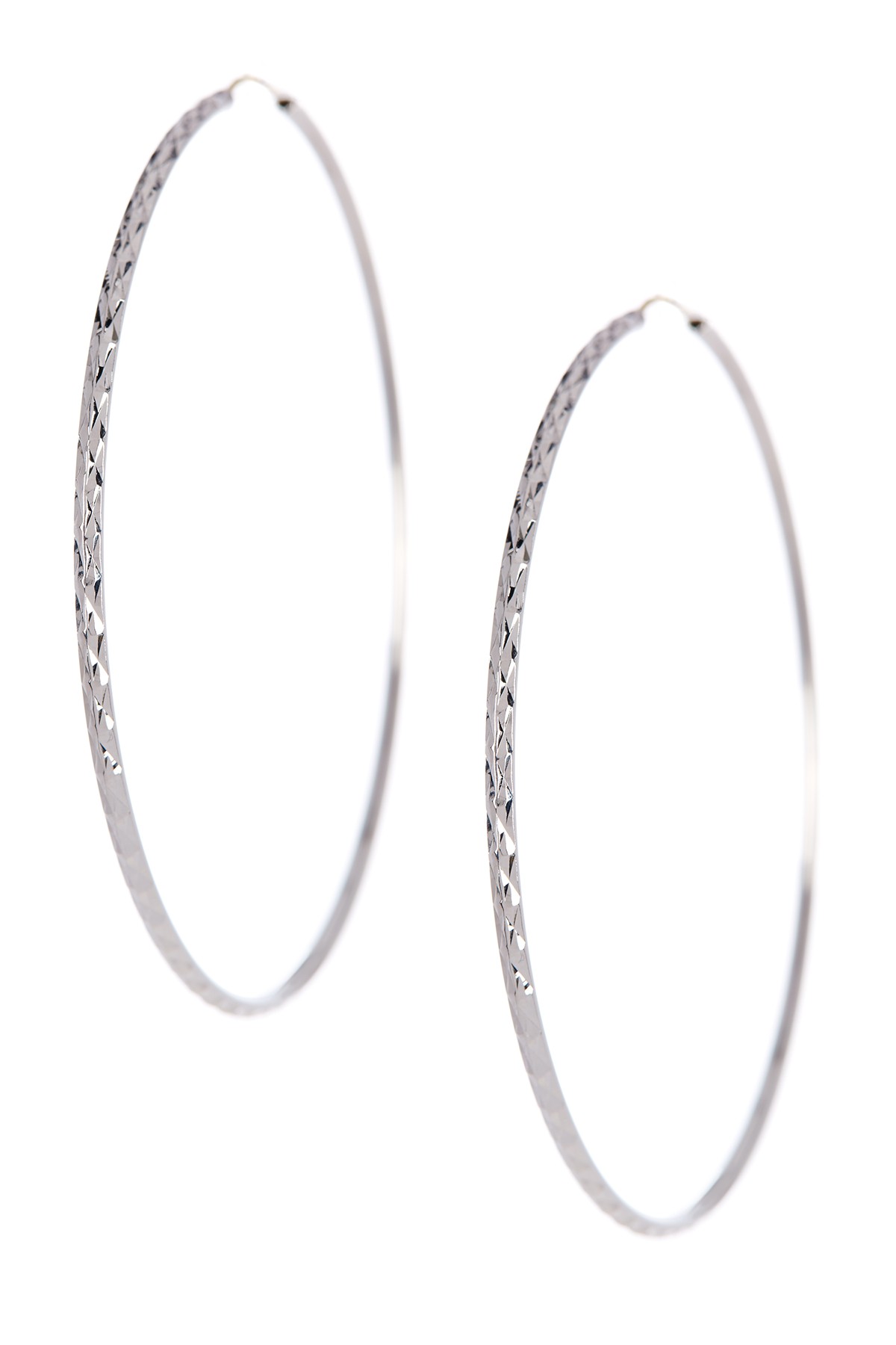 Серьги-кольца из стерлингового серебра с большой бриллиантовой огранкой и стойкой из 14-каратного золота Candela