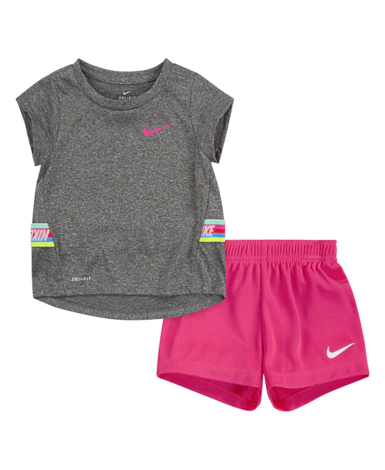 Комплект футболки и шорт из 2 предметов Little Girls с тесьмой Nike