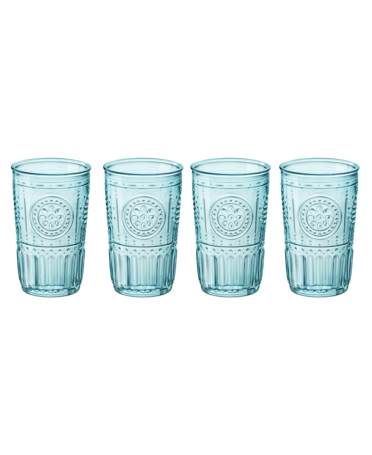 Голубые романтические стаканы для воды, набор из 4 штук Bormioli Rocco