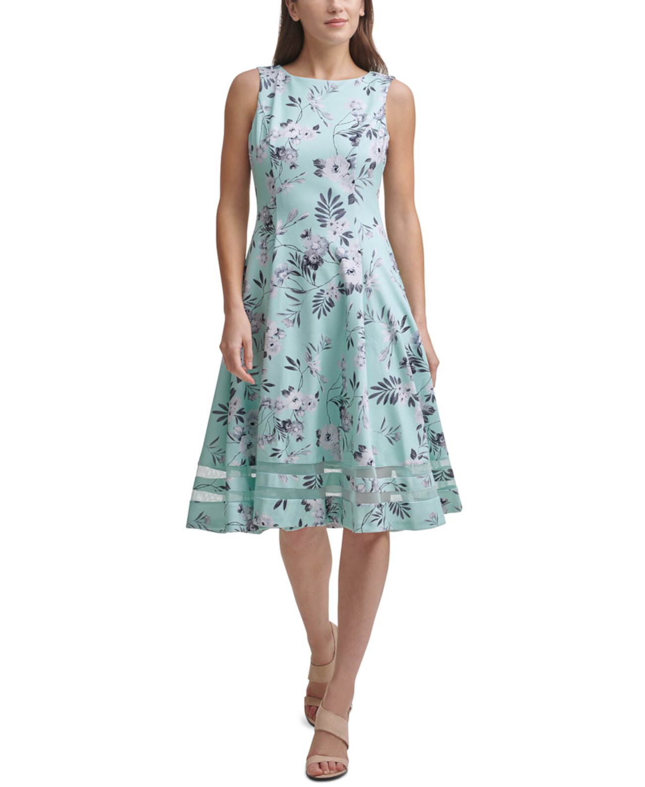Миниатюрное платье-миди с цветочным принтом Calvin Klein