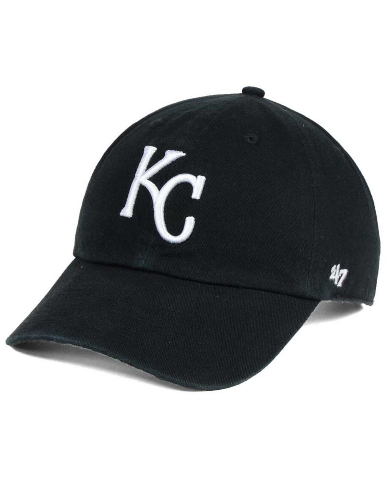 Черная белая бейсболка Kansas City Royals Clean Up '47 Brand