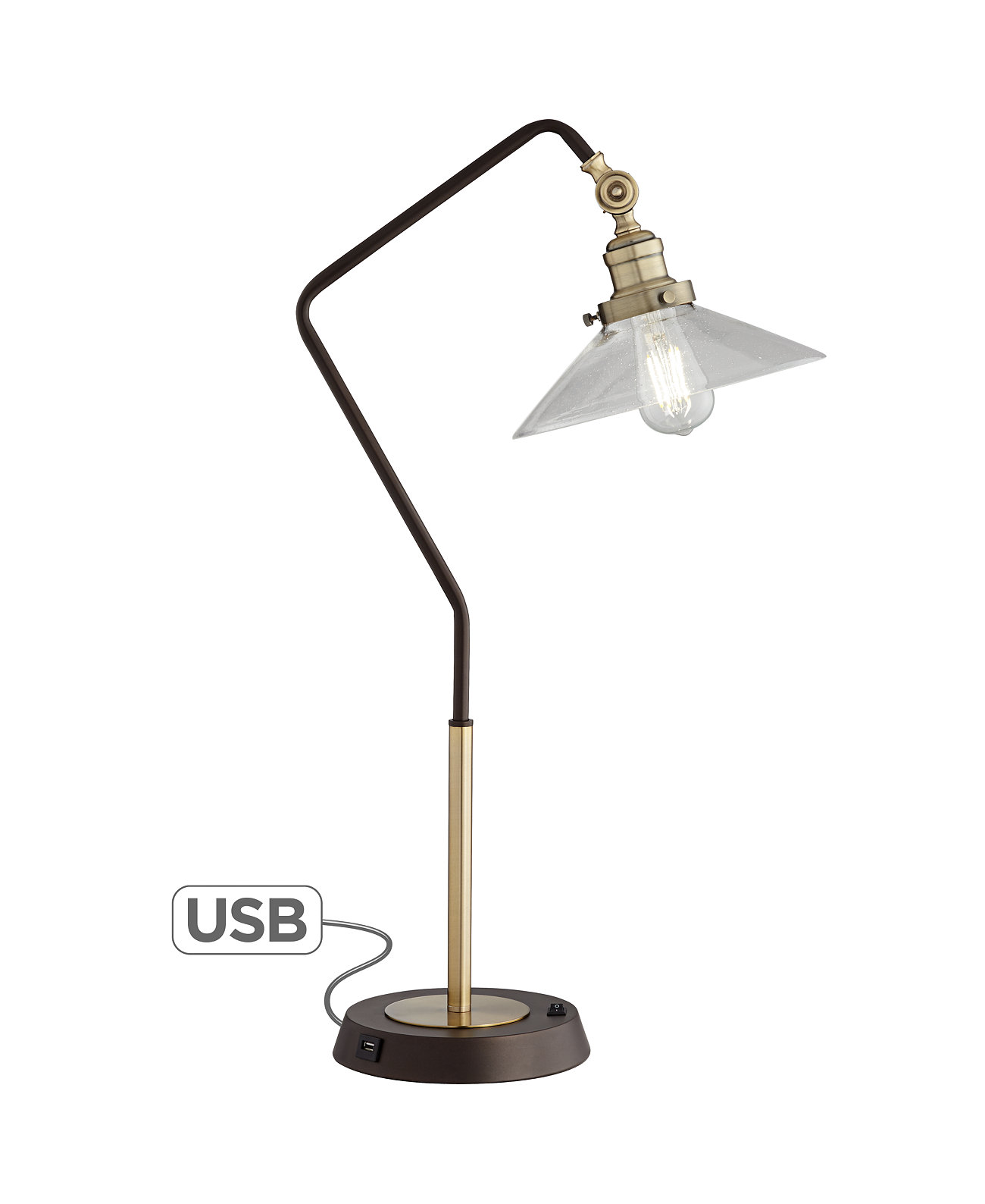 Промышленная настольная лампа из бронзы и латуни Kathy Ireland