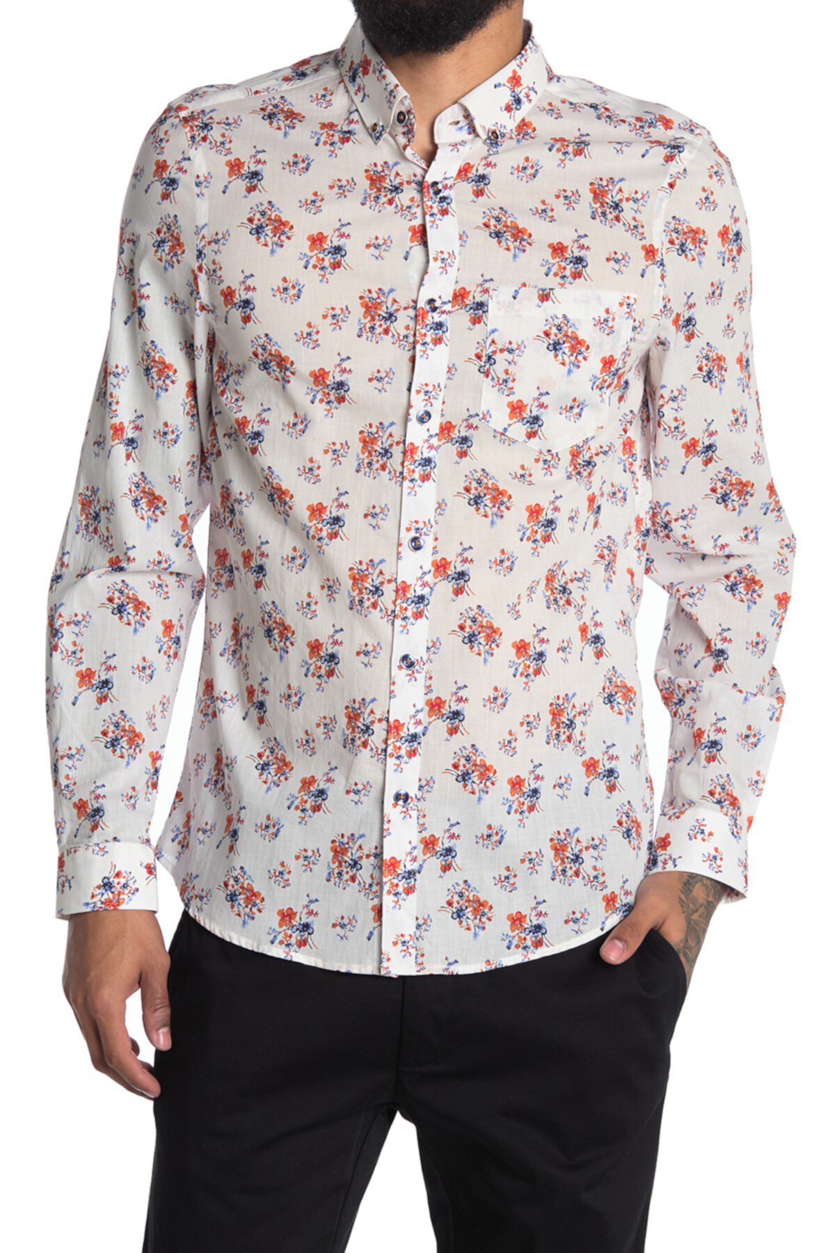 Приталенная рубашка с цветочным принтом Paisley & Gray